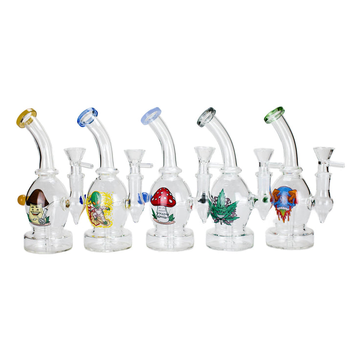 Mini Cartoon Print Glass Water Pipe - pilotdiary