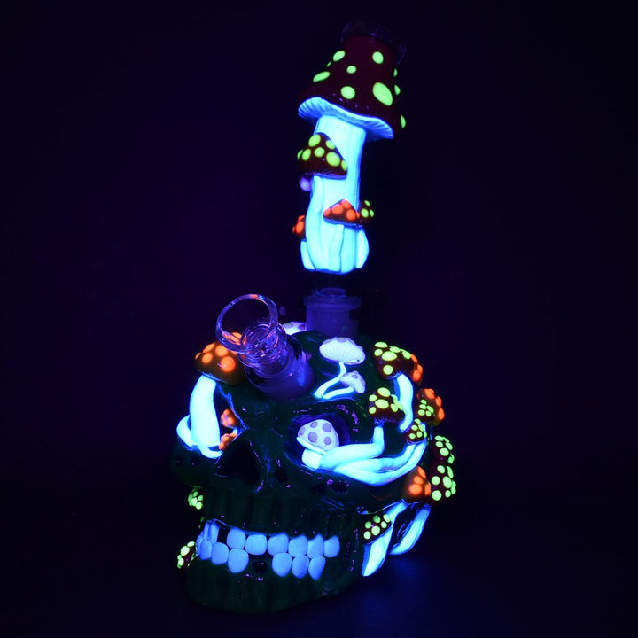 Mushroom Garden Sugar Skull Bong 10"