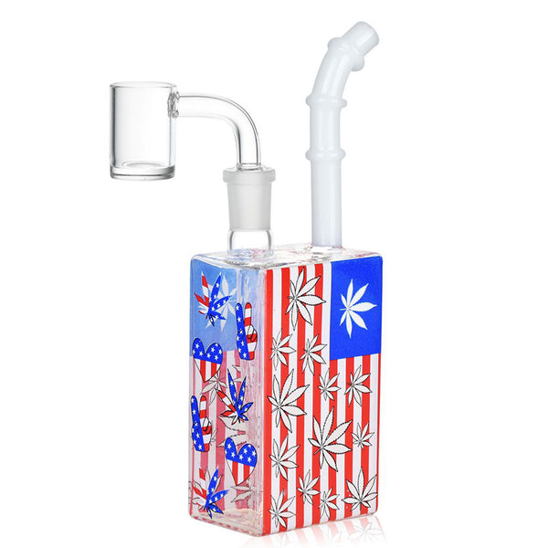 Patriotic Leaf Juice Box Glass Dab Rig - pilotdiary