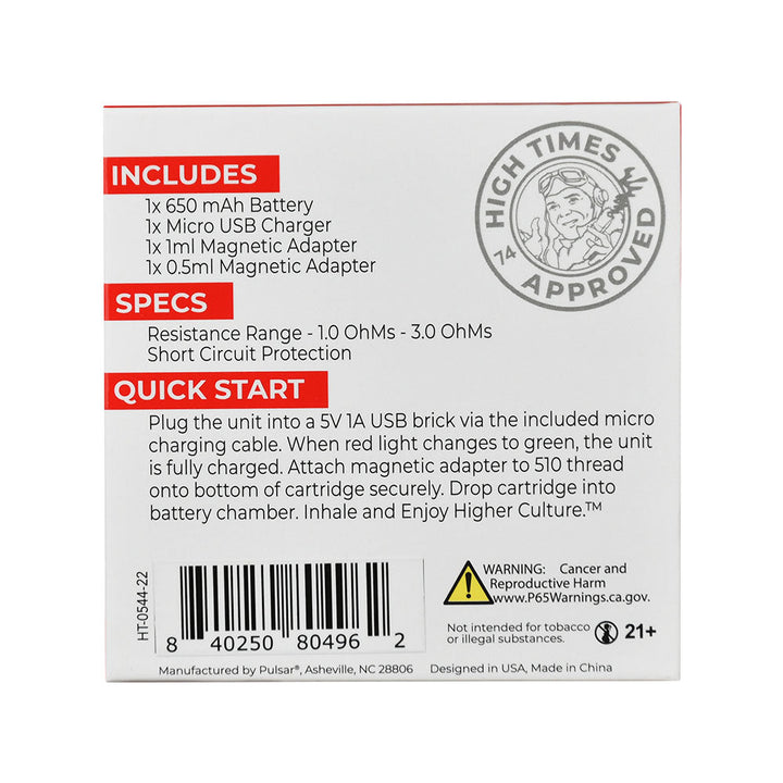 Pulsar Obi Auto-Draw Vape Cartridge Battery Packaging Box Details