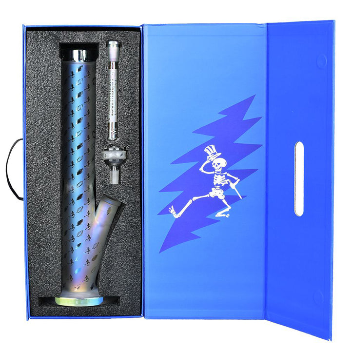 Pulsar Frosted Bolts And Skellies Glass Straight Tube Bong - PILOTDIARY