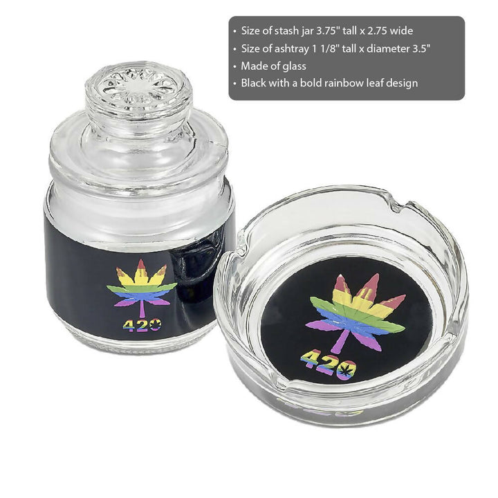 Rainbow Leaf Ashtray and Stash Jar Set