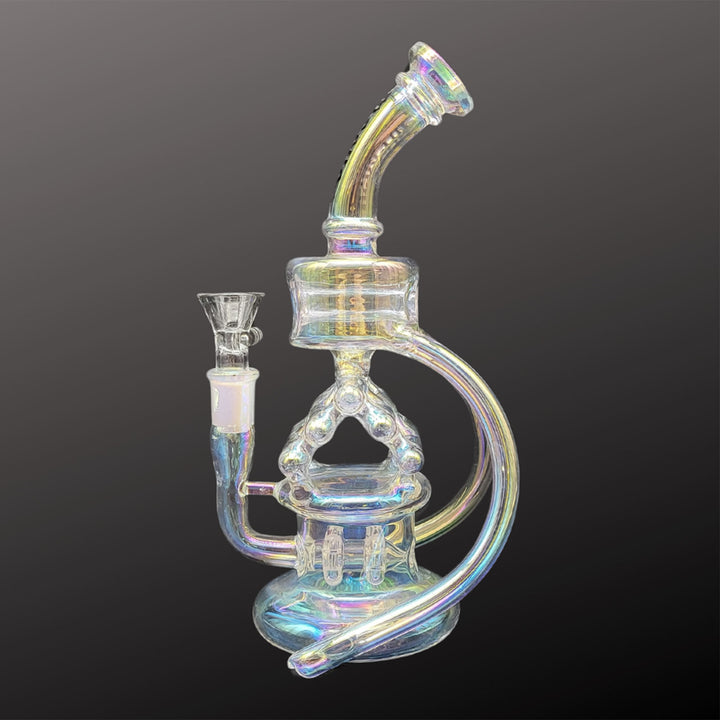 12" Recycler Iridescent Glass Water Bong - pilotdiary