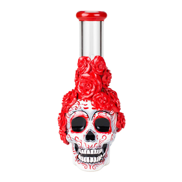 Rose Skull Glass Bong 9" - pilotdiary