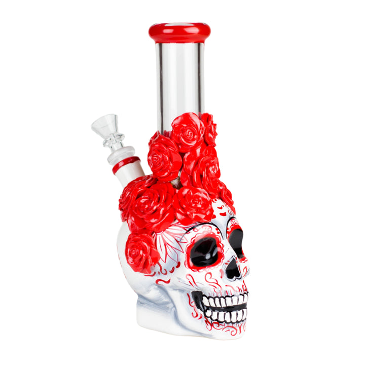 Rose Skull Glass Bong 9" - pilotdiary