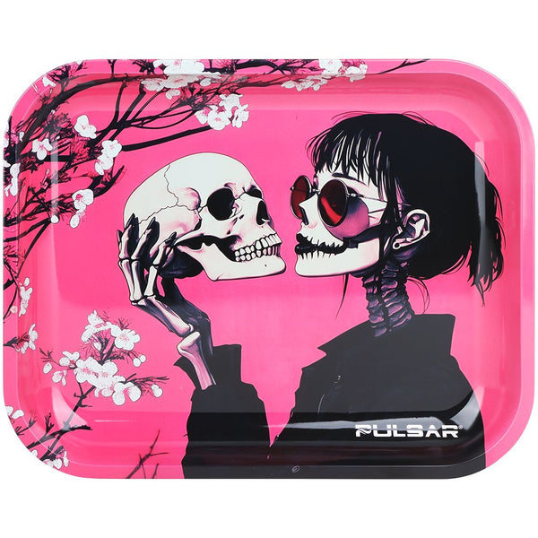 Sakura Skulls Large Metal Rolling Tray - inhalco