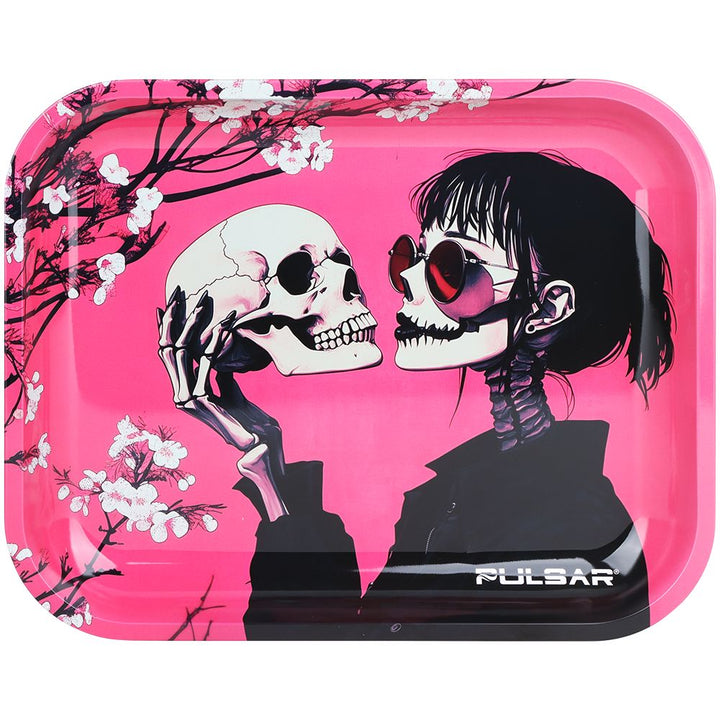Sakura Skulls Large Metal Rolling Tray - inhalco