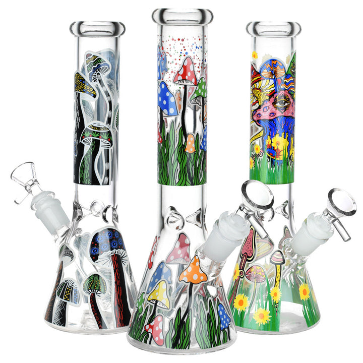 Glow-in-the-Dark Mushroom Decal Beaker Water Bong - pilotdiary