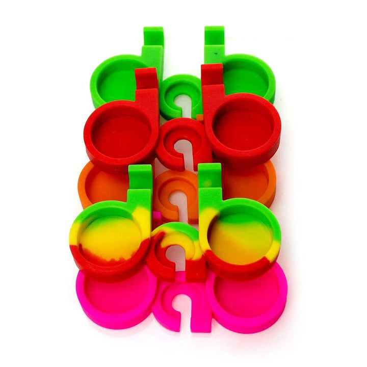 Silicone Nonstick Wax Container Holder available in blue, yellow, red, green, and rasta colors