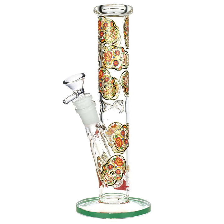 Sugar Skull Straight Tube Water Pipe