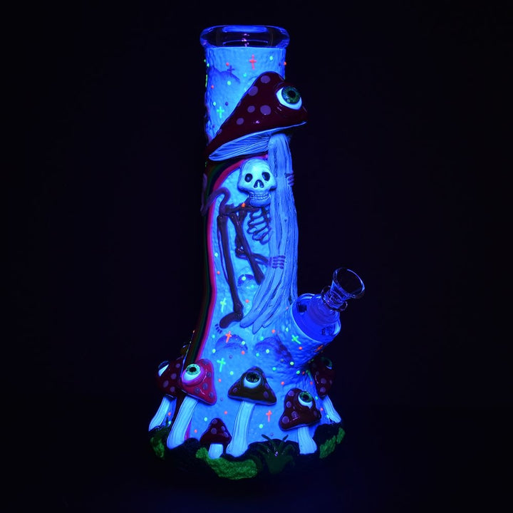 Sneaky Skeleton and Watchful Fungi Glow In Dark Bong
