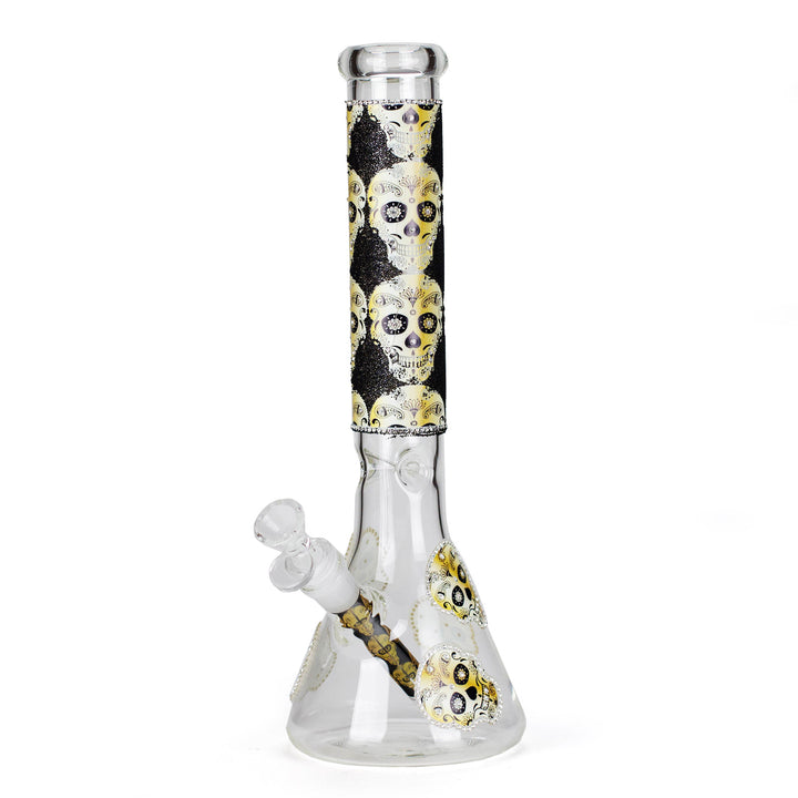 Stone Works 14" Beaker Base Glass Bong with skull design