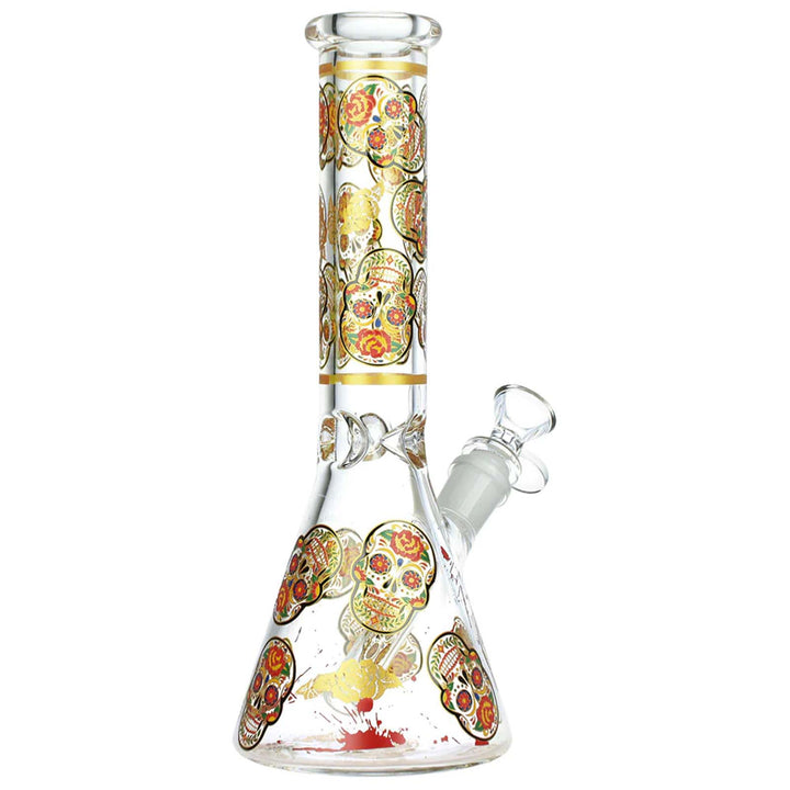 Sugar Skull Beaker Glass Water Bong - PILOTDIARY