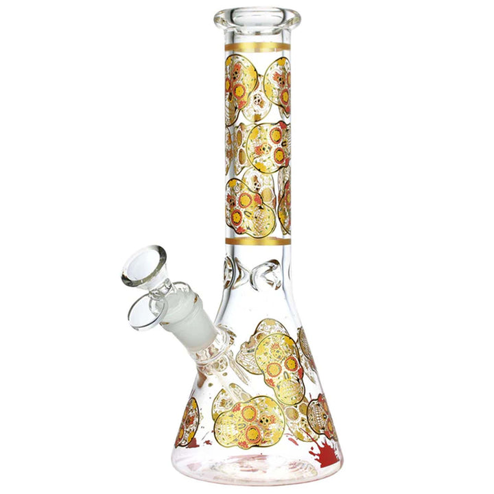 Sugar Skull Beaker Glass Water Bong - PILOTDIARY