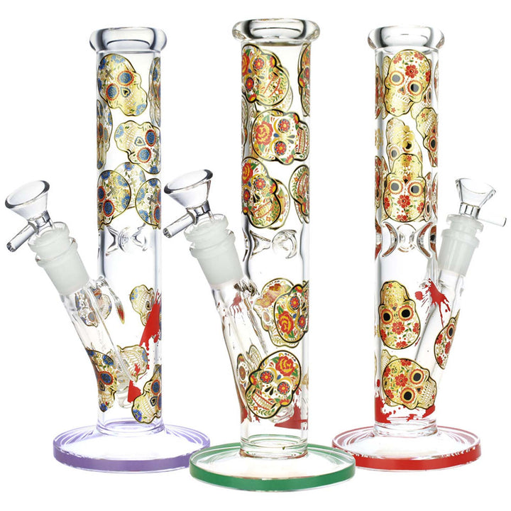 Sugar Skull Straight Tube Water Pipe