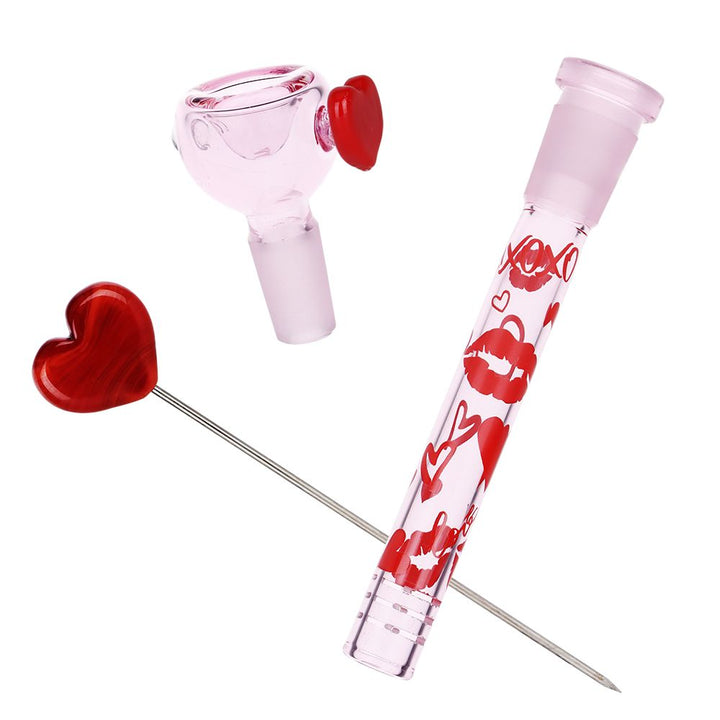 Valentine's XOXO Pink Beaker Bong Set - pilotdiary