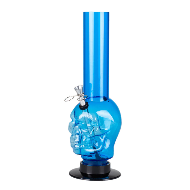 12" acrylic skull bong in blue, durable and easy to clean