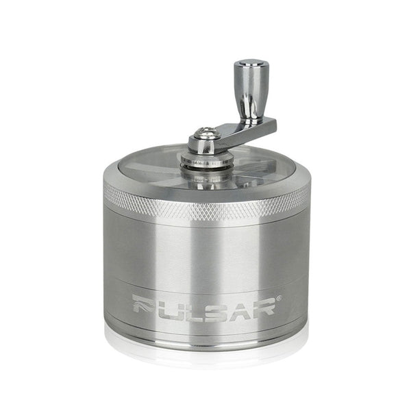 Silver Aluminum Crank Handle Herb Grinder