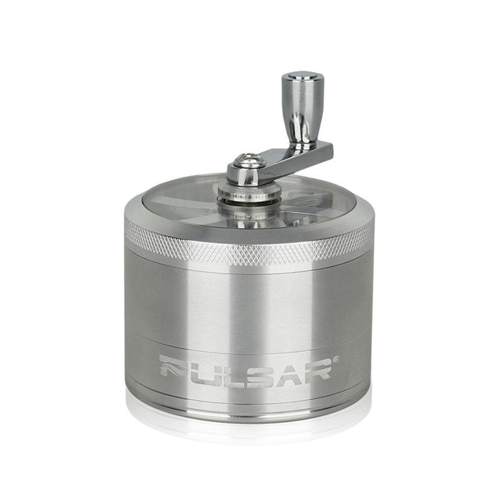 Silver Aluminum Crank Handle Herb Grinder