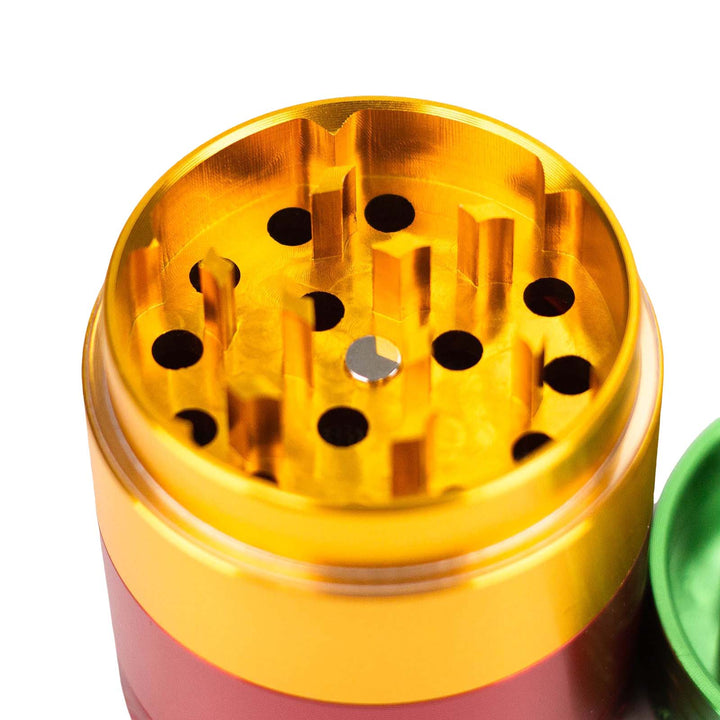 Aluminum Herb Grinder 1.9" Open View Showing Razor-Sharp Grinding Teeth