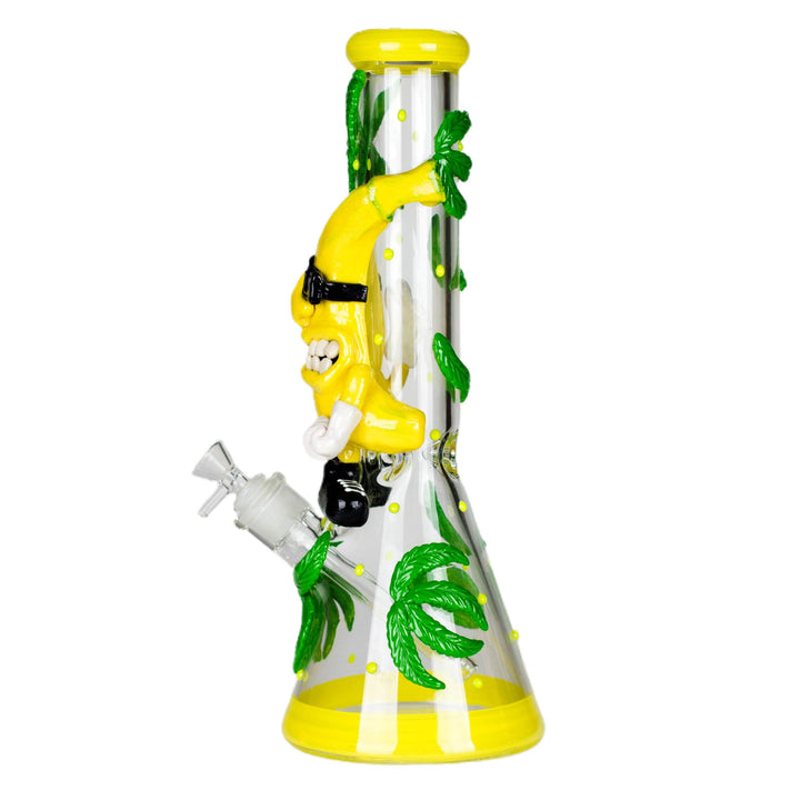 Side view of 13" Bananabudz Glow-in-the-Dark Water Bong