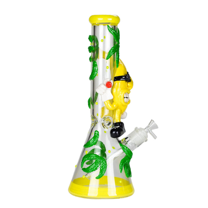13" Bananabudz Glow-in-the-Dark Water Bong showcasing hand-painted 3D banana buddies