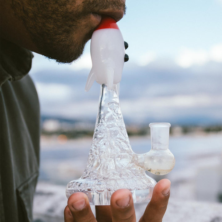 Blastoff Rocket Bong in use during a smoking session