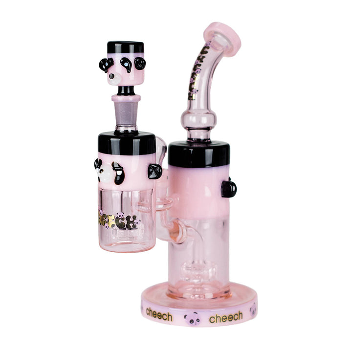 Side view of Cheech 10 Inch Panda Glass Bong with ash catcher attachment