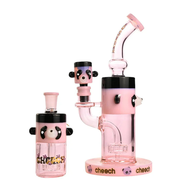 Pink Cheech panda bong with ash catcher