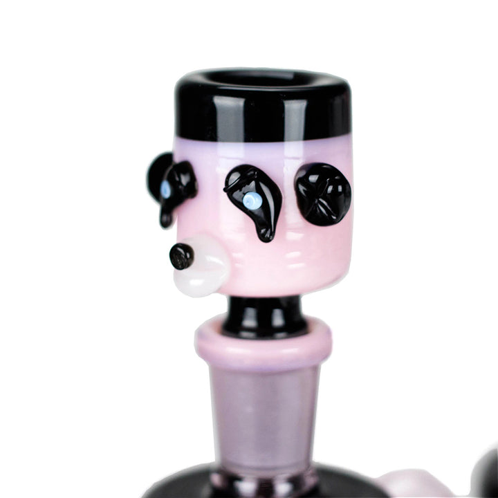 Close-up of Cheech Panda Glass Bong bowl with ash catcher