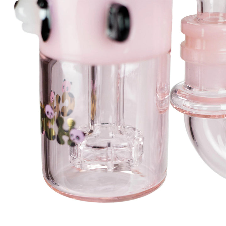 Close-up of percolator inside Cheech 10 Inch Panda Glass Bong for smooth filtration