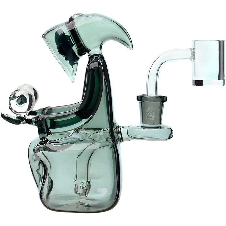 Transparent Black Cloaked Voyager Dab Rig with a quartz banger on white background