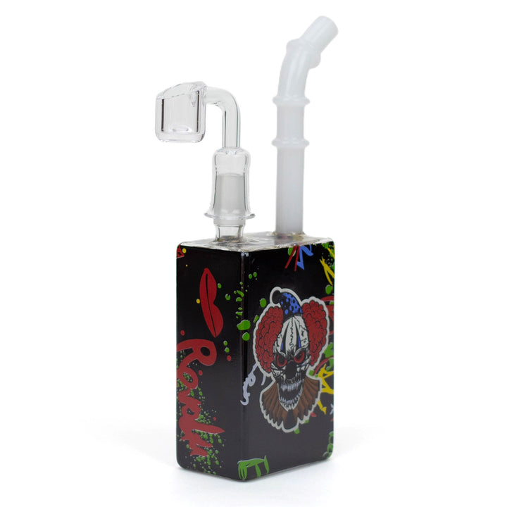 Clown Juice Box Dab Rig with bold cartoon clown design – style 1