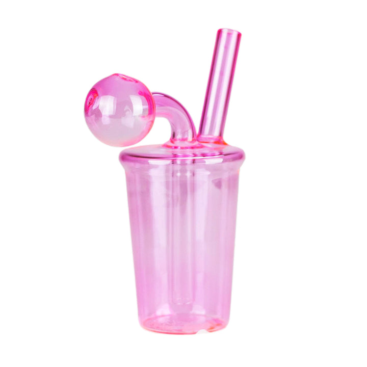 5 inch Coffee Cup Oil Burner Bong in neon pink