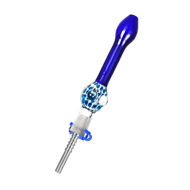 Confetti Bubble Glass Dab Straw with Titanium Tip in blue