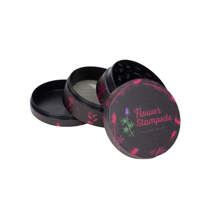 Dark Floral 4-Piece Weed Grinder showing 3 separate chambers