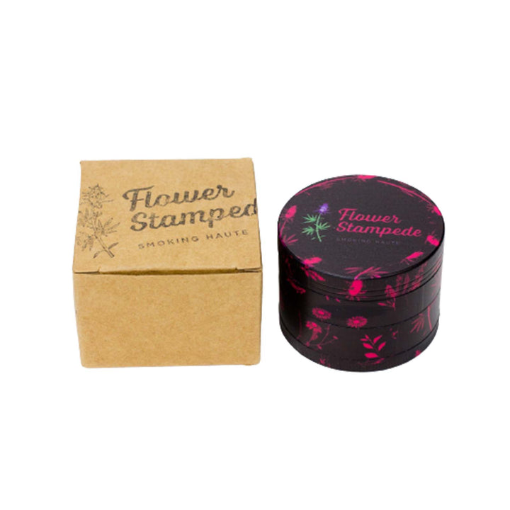 Packaging of Dark Floral 4-Piece Weed Grinder