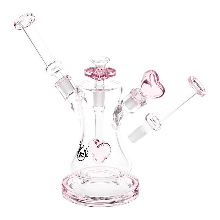 side view of date night dual neck heart perc bong
