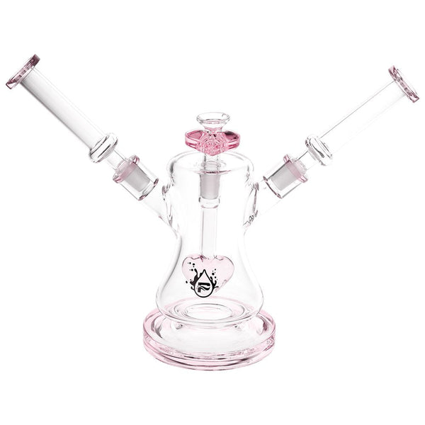 Date Night Dual Neck Heart Perc Water Bong in Pink