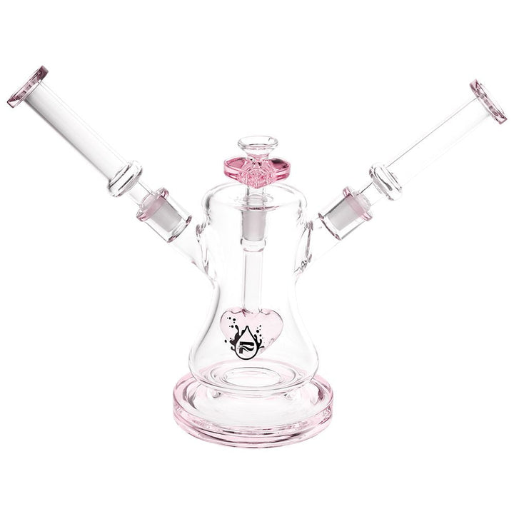Date Night Dual Neck Heart Perc Water Bong in Pink