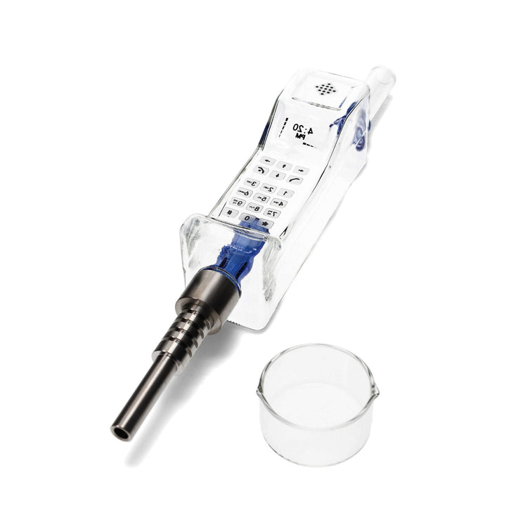 Dial-A-Dab Phone Nectar Collector Glass Straw Blue