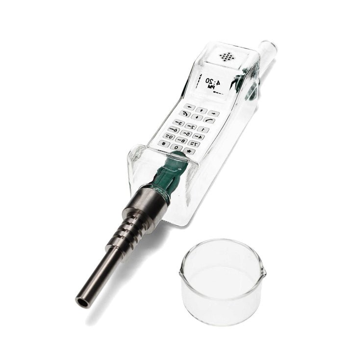 Dial-A-Dab Phone Nectar Collector Glass Straw Teal