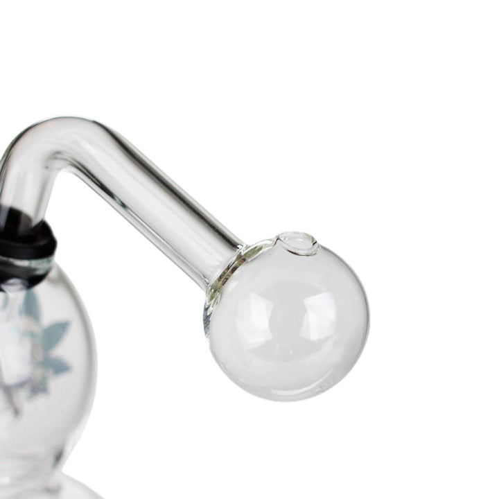 Close-up of Double Bubble Oil Burner Glass Pipe bowl showing smooth glass