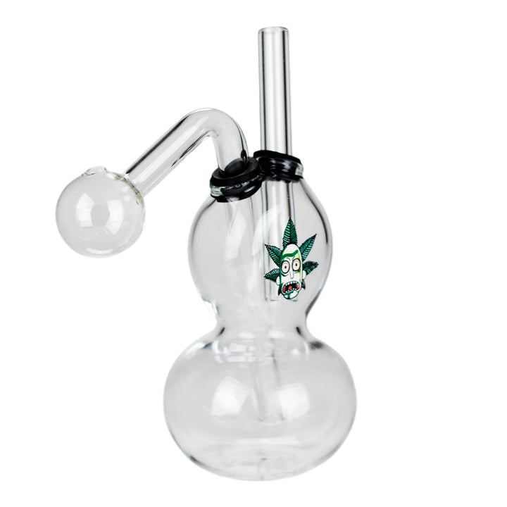 Side view of Double Bubble Oil Burner Glass Pipe