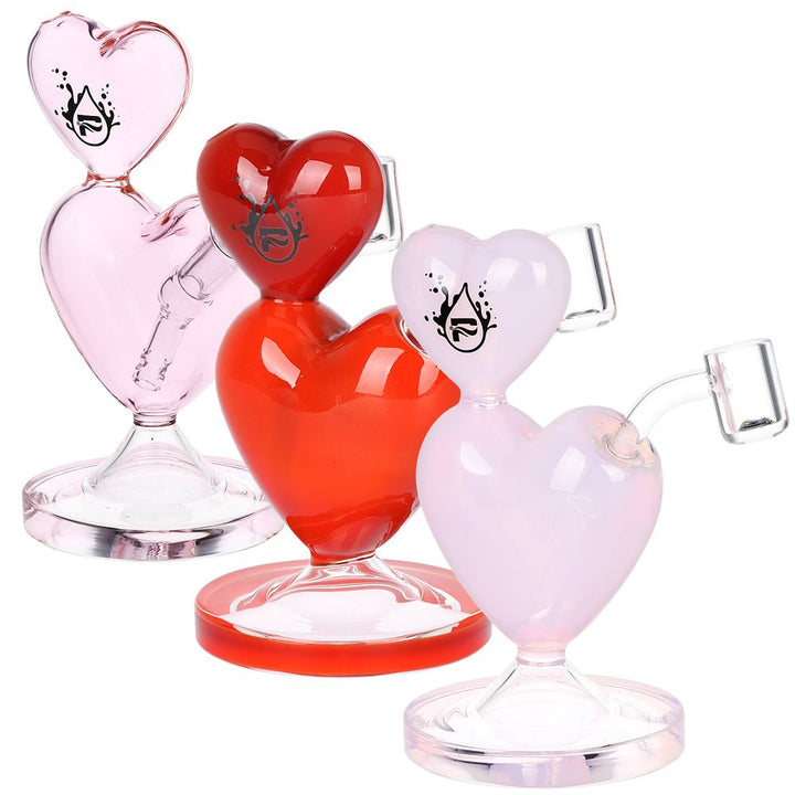 Double Heart Mini Glass Dab Rig 6.5 Inch