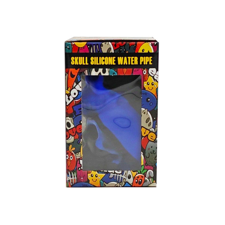 Packaging of 6 inch Double Skull Silicone Bubbler with all accessories included