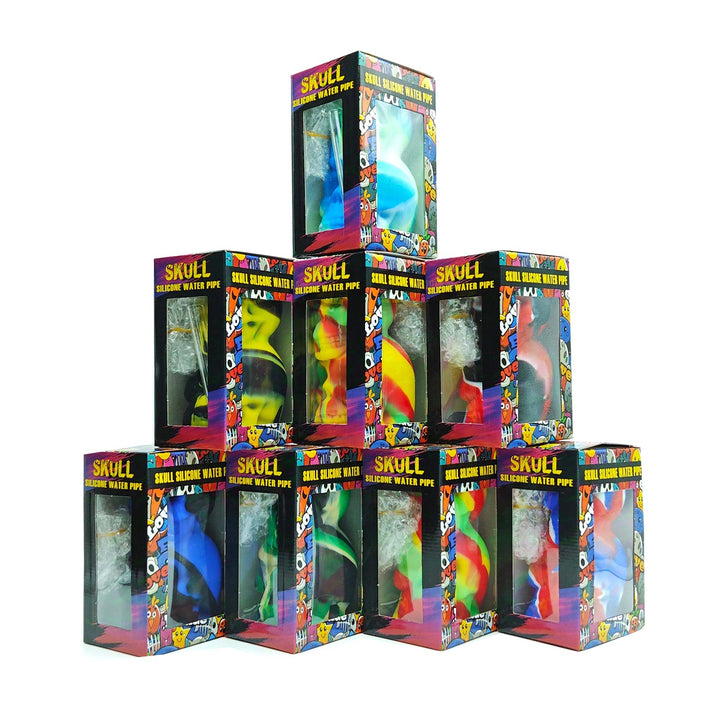 Packaging of 6 inch Double Skull Silicone Bubbler