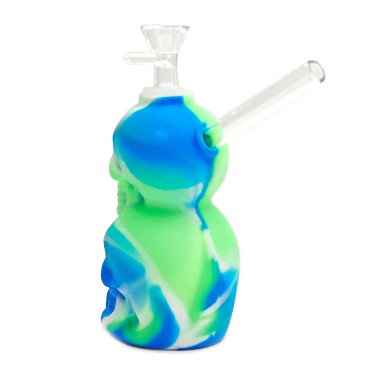 Side view of 6 inch Double Skull Silicone Bubbler