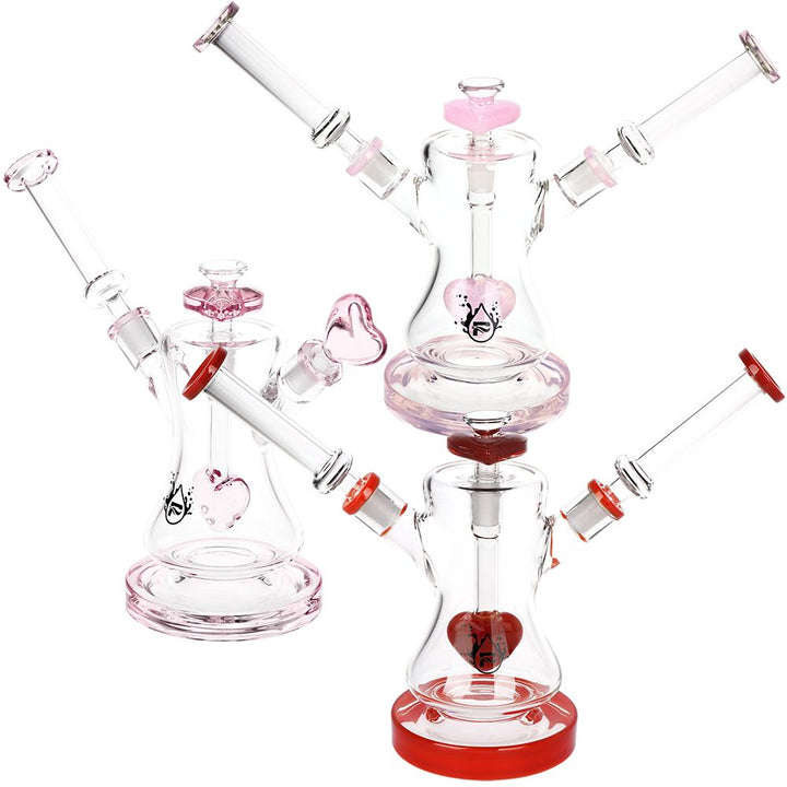 Dual Neck Heart Perc Bong 8.5 Inch