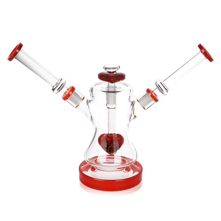 Date Night Dual Neck Heart Perc Bong in red